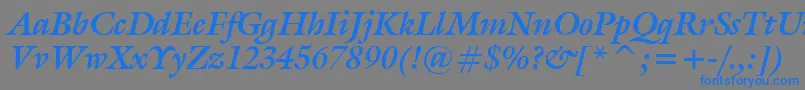 フォントGalliardBoldItalicBt – 灰色の背景に青い文字