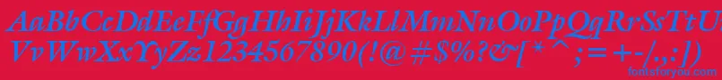 Więcej informacji o czcionce GalliardBoldItalicBt Czcionka GalliardBoldItalicBt – niebieskie czcionki na czerwonym tle