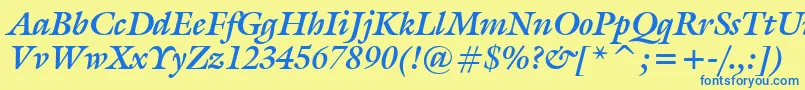 GalliardBoldItalicBt Font – Blue Fonts on Yellow Background