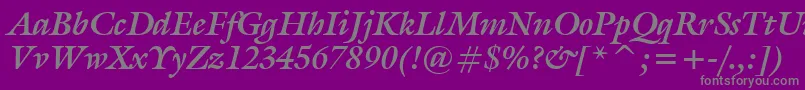 GalliardBoldItalicBt-Schriftart – Graue Schriften auf violettem Hintergrund