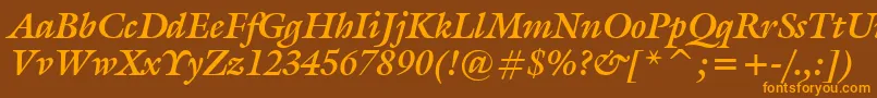 GalliardBoldItalicBt Font – Orange Fonts on Brown Background