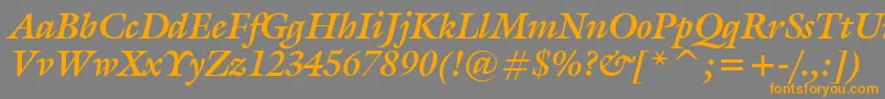 GalliardBoldItalicBt-Schriftart – Orangefarbene Schriften auf grauem Hintergrund