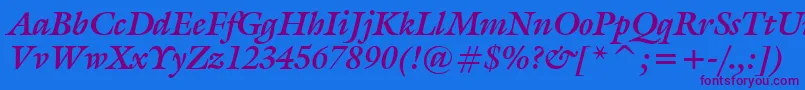 GalliardBoldItalicBt-Schriftart – Violette Schriften auf blauem Hintergrund