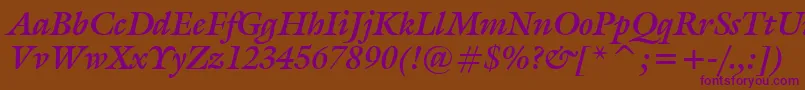 GalliardBoldItalicBt Font – Purple Fonts on Brown Background