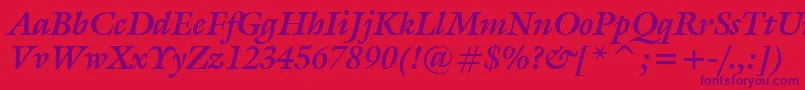 GalliardBoldItalicBt Font – Purple Fonts on Red Background