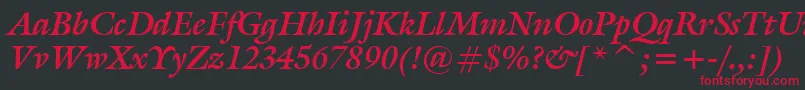 GalliardBoldItalicBt Font – Red Fonts on Black Background