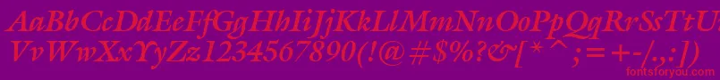 GalliardBoldItalicBt-Schriftart – Rote Schriften auf violettem Hintergrund