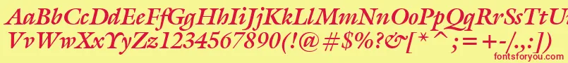 GalliardBoldItalicBt Font – Red Fonts on Yellow Background