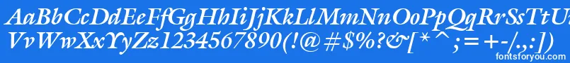 Шрифт GalliardBoldItalicBt – белые шрифты на синем фоне