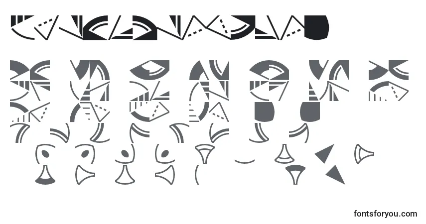Schriftart Ornamentscity – Alphabet, Zahlen, spezielle Symbole