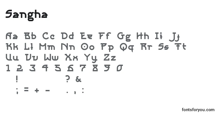 Fuente Sangha - alfabeto, números, caracteres especiales