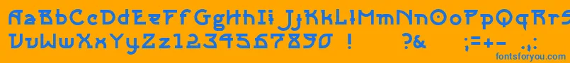 Sangha Font – Blue Fonts on Orange Background