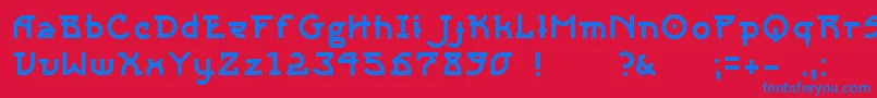 Sangha-Schriftart – Blaue Schriften auf rotem Hintergrund