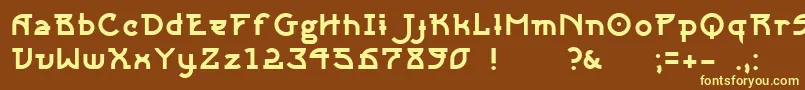 Sangha-fontti – keltaiset fontit ruskealla taustalla
