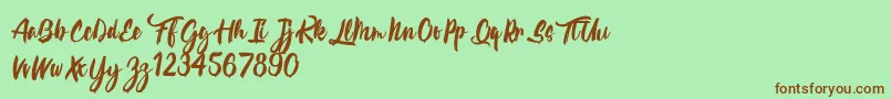 CalypsokaOne-Schriftart – Braune Schriften auf grünem Hintergrund