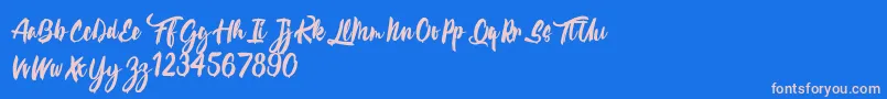 CalypsokaOne-Schriftart – Rosa Schriften auf blauem Hintergrund