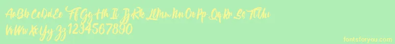CalypsokaOne-Schriftart – Gelbe Schriften auf grünem Hintergrund