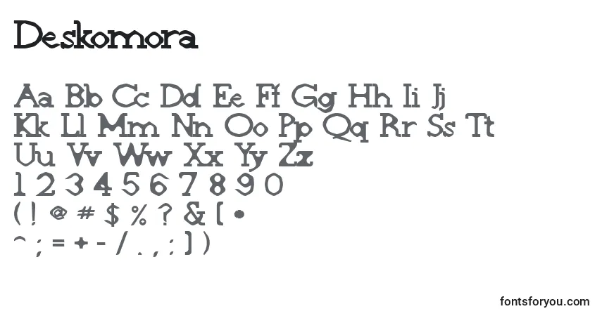 Deskomora Font – alphabet, numbers, special characters