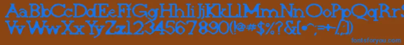 Deskomora Font – Blue Fonts on Brown Background