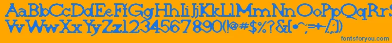 Deskomora-Schriftart – Blaue Schriften auf orangefarbenem Hintergrund