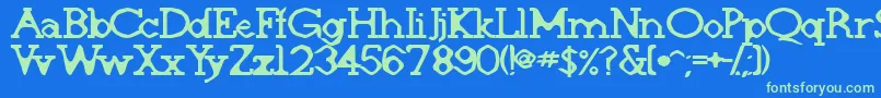 Deskomora Font – Green Fonts on Blue Background