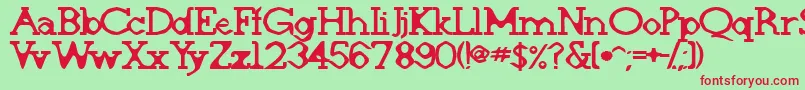 Deskomora Font – Red Fonts on Green Background