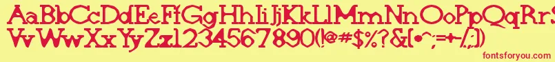 Deskomora Font – Red Fonts on Yellow Background