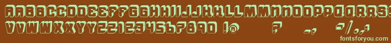 フォントVtksMorningRain3D – 緑色の文字が茶色の背景にあります。