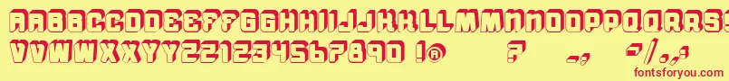 Шрифт VtksMorningRain3D – красные шрифты на жёлтом фоне