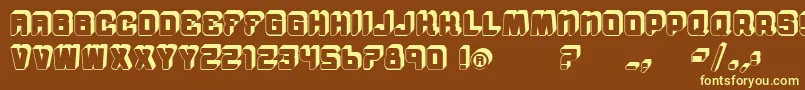 VtksMorningRain3D-fontti – keltaiset fontit ruskealla taustalla