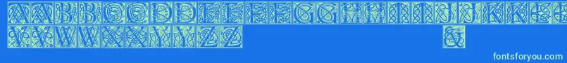 Celticeels Font – Green Fonts on Blue Background