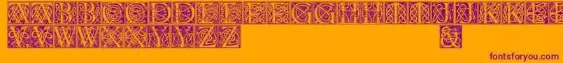 Celticeels-Schriftart – Violette Schriften auf orangefarbenem Hintergrund