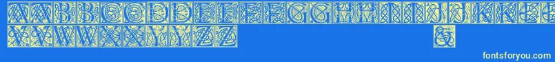 Celticeels Font – Yellow Fonts on Blue Background