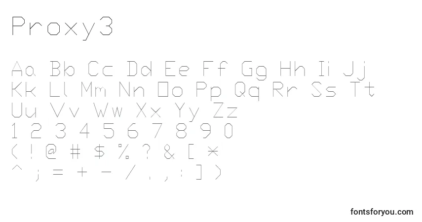 Fuente Proxy3 - alfabeto, números, caracteres especiales