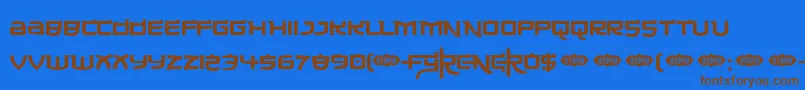 フォントMade ffy – 茶色の文字が青い背景にあります。