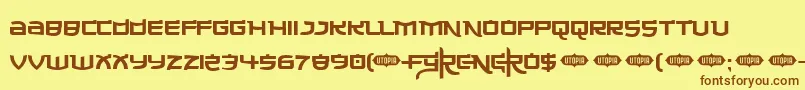 フォントMade ffy – 茶色の文字が黄色の背景にあります。