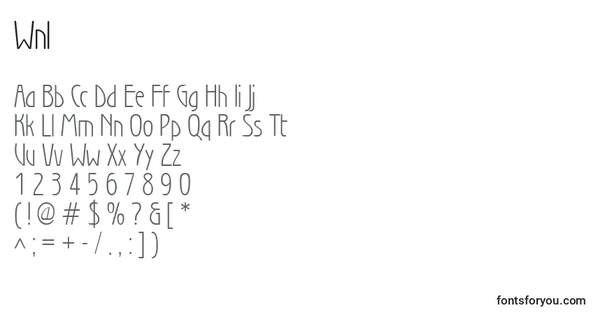 A fonte Wnl – alfabeto, números, caracteres especiais