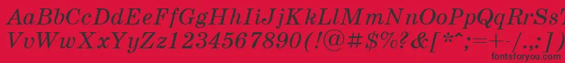 SchoolbookcttItalic Font – Black Fonts on Red Background