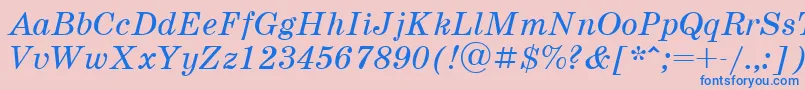 Fonte SchoolbookcttItalic – fontes azuis em um fundo rosa