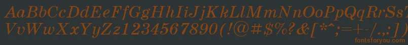 SchoolbookcttItalic-fontti – ruskeat fontit mustalla taustalla