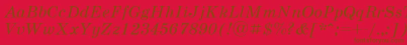 SchoolbookcttItalic Font – Brown Fonts on Red Background