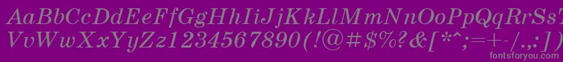 フォントSchoolbookcttItalic – 紫の背景に灰色の文字
