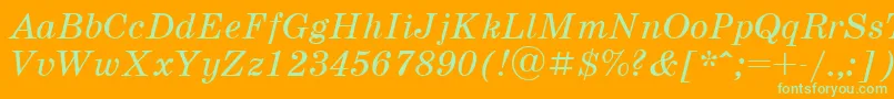 SchoolbookcttItalic Font – Green Fonts on Orange Background