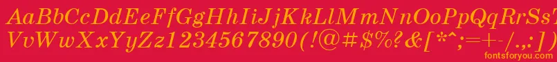 SchoolbookcttItalic Font – Orange Fonts on Red Background