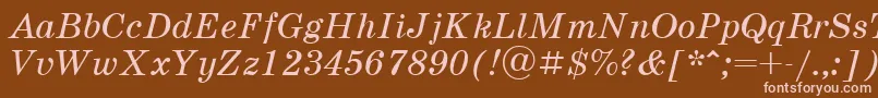 SchoolbookcttItalic Font – Pink Fonts on Brown Background