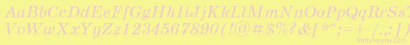 SchoolbookcttItalic Font – Pink Fonts on Yellow Background