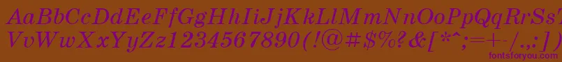 SchoolbookcttItalic Font – Purple Fonts on Brown Background