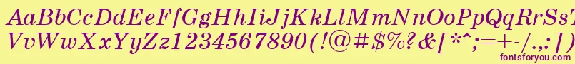 SchoolbookcttItalic Font – Purple Fonts on Yellow Background
