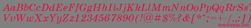 SchoolbookcttItalic-Schriftart – Rote Schriften auf grauem Hintergrund