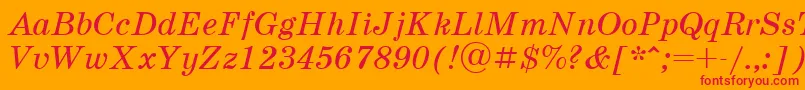 SchoolbookcttItalic Font – Red Fonts on Orange Background